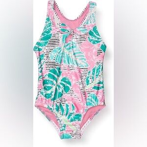 Speedo Pink & Green Tropical Print One-Piece Swimsuit